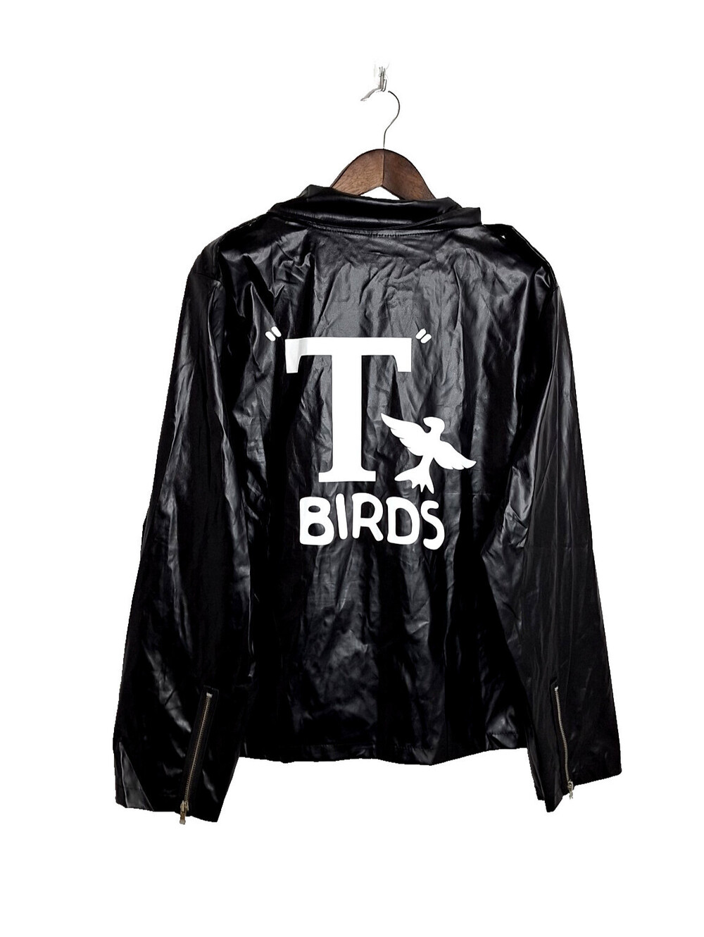 Grease T-Birds Jacket XL Black Faux Leather 50s Greaser Biker Costume Halloween